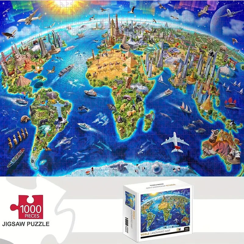 World Landmarks Map Jigsaw Puzzle 1000 pieces - 090