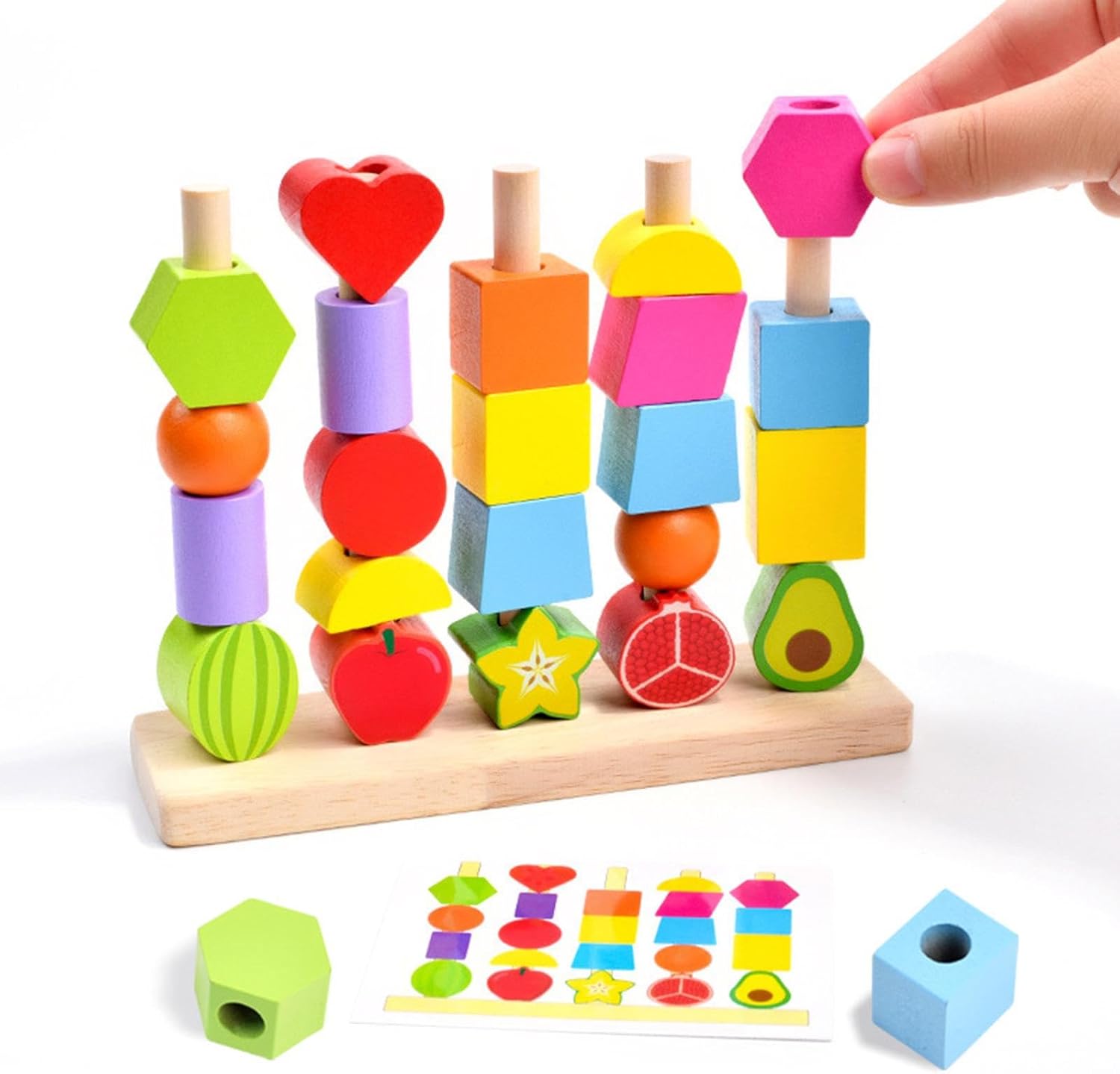 Wooden Montessori Fruits Sequence with Lacing Pattern - 002 - Default Title - Odeez | Educational Toys Pakistan 