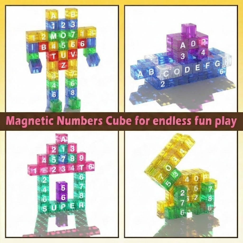 Mini Tin Travel Set Magnetic Alphabet and Number Cube 40 pieces - 194