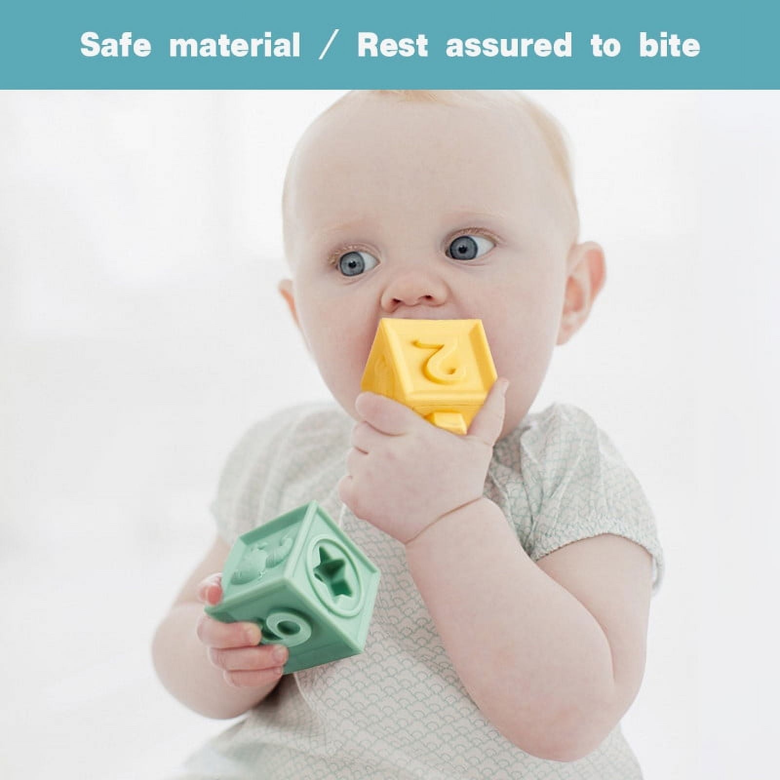 Baby Soft Gum Building Blocks 6 pieces - 080 - Default Title - Odeez | Educational Toys Pakistan 