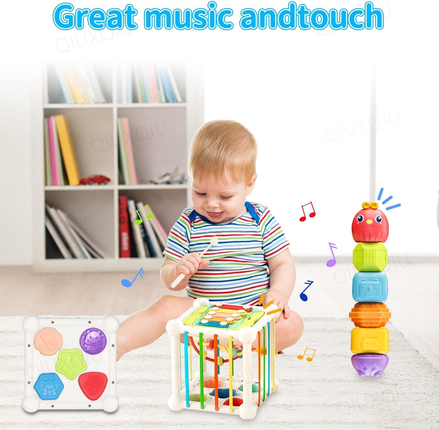 6in1 Baby Sensory Shape Sorting Activity Cube - 322 - Default Title - Odeez | Educational Toys Pakistan 