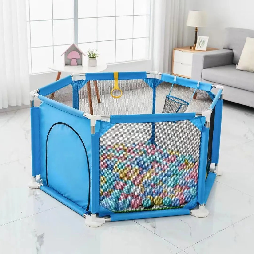 Hexagon Safety Playpen Basketball Arena for Kids - Gray-Blue-Red-Navy-Pink - Odeez | Educational Toys Pakistan 