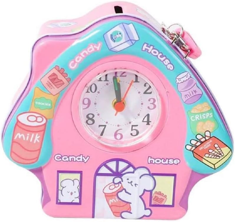 Tin Money House Bank with Clock Random Design - 722 - Default Title - Odeez | Educational Toys Pakistan 