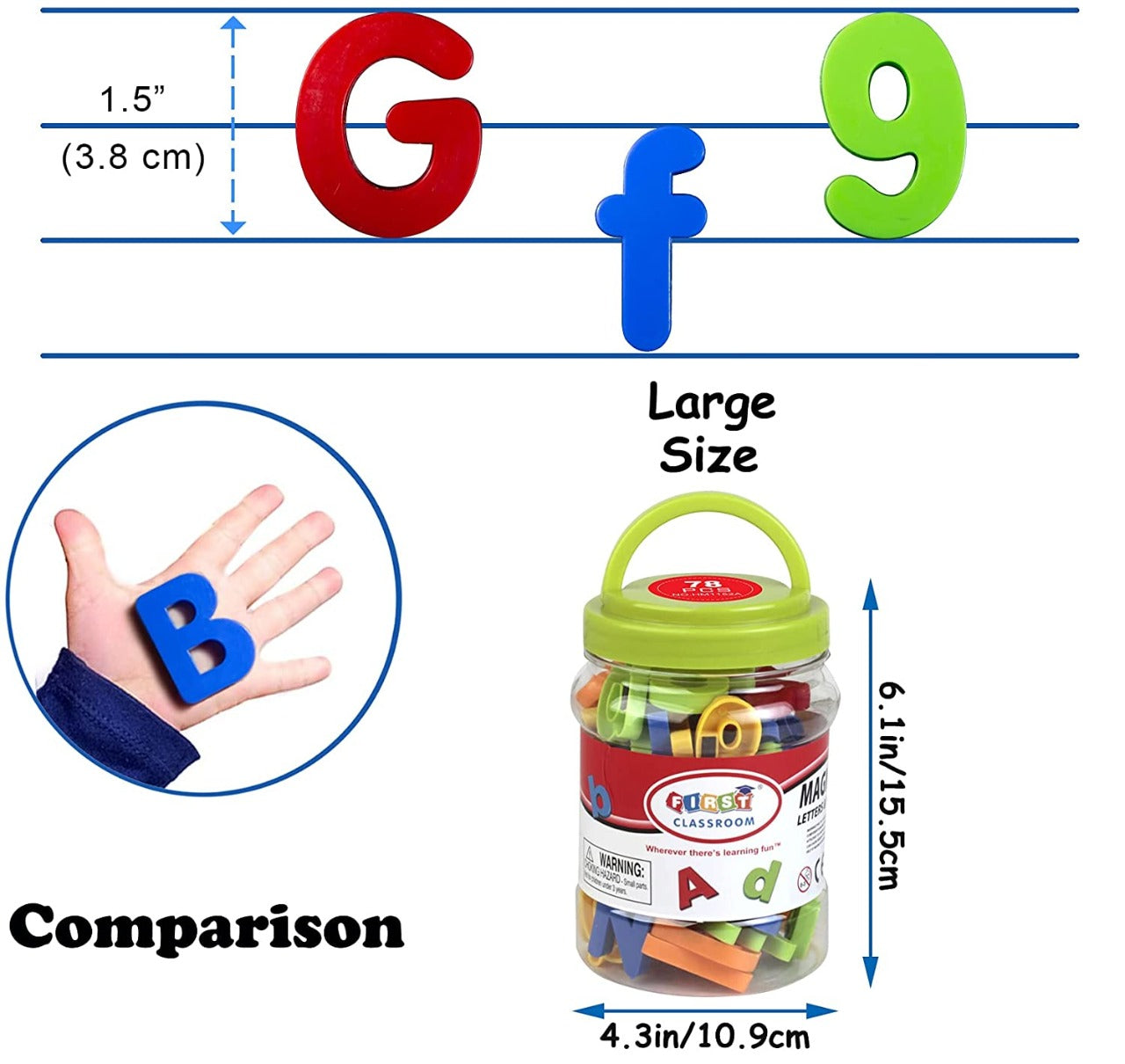 My First Magnetic Letters & Numbers Jar Blocks Large - 52A - Default Title - Odeez | Educational Toys Pakistan 