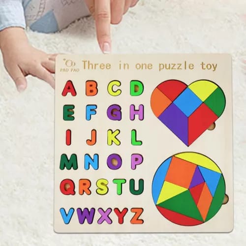 Montessori Logical Geometrical Puzzle and Alphabet Board - 501 - Default Title - Odeez | Educational Toys Pakistan 