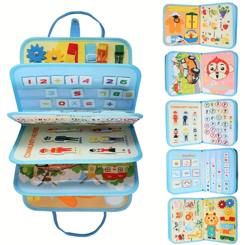 Multiple Sensory Activity Busy Book for Toddlers - 10 Sides