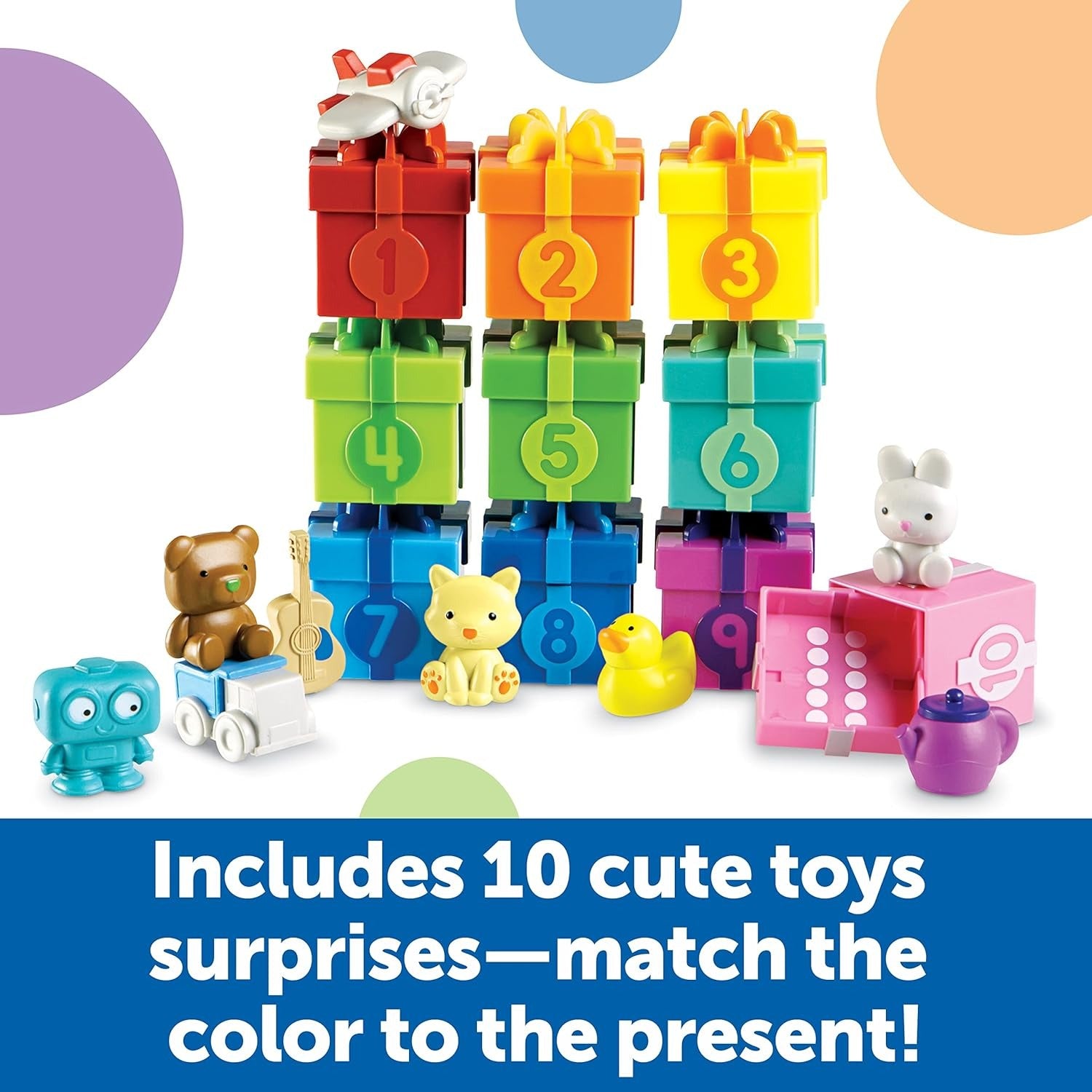 Surprise Party Number Color Shape Matching Lock and Key 10 Gift Boxes - 41A