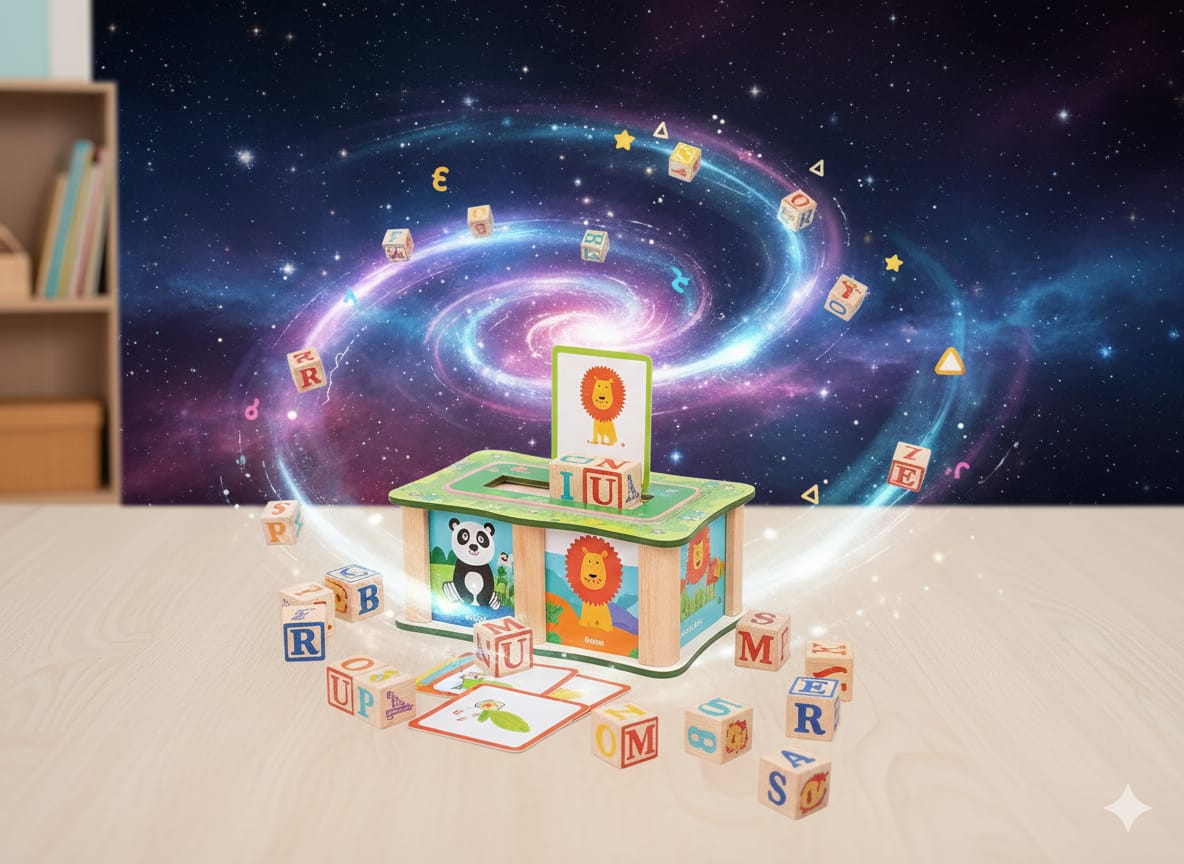 Wooden Word Building Block Box with Cards - 581