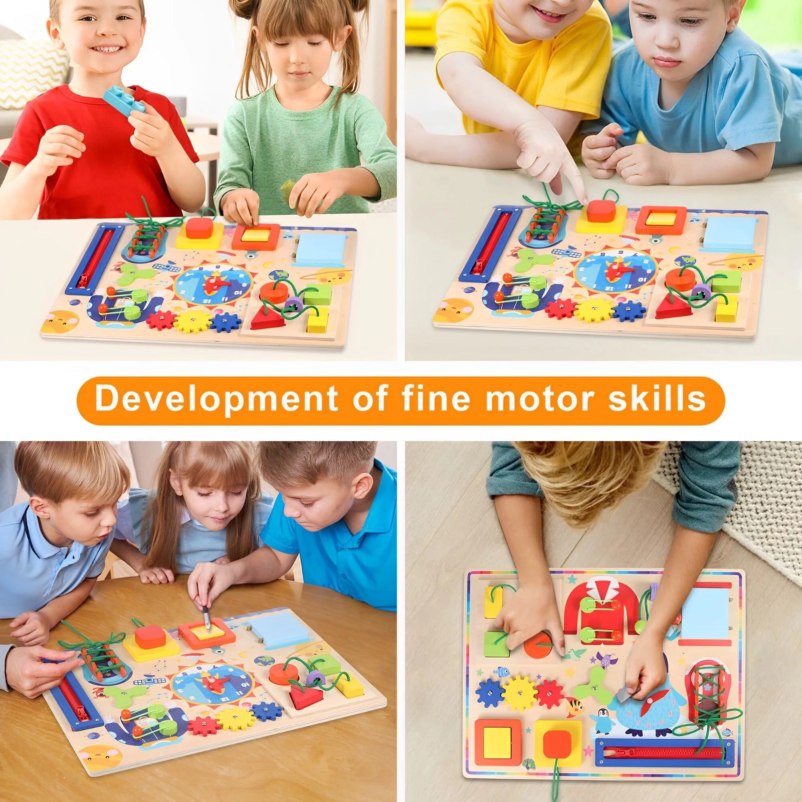 10in1 Wooden Sensory Busy Board Activity for Toddlers - A02