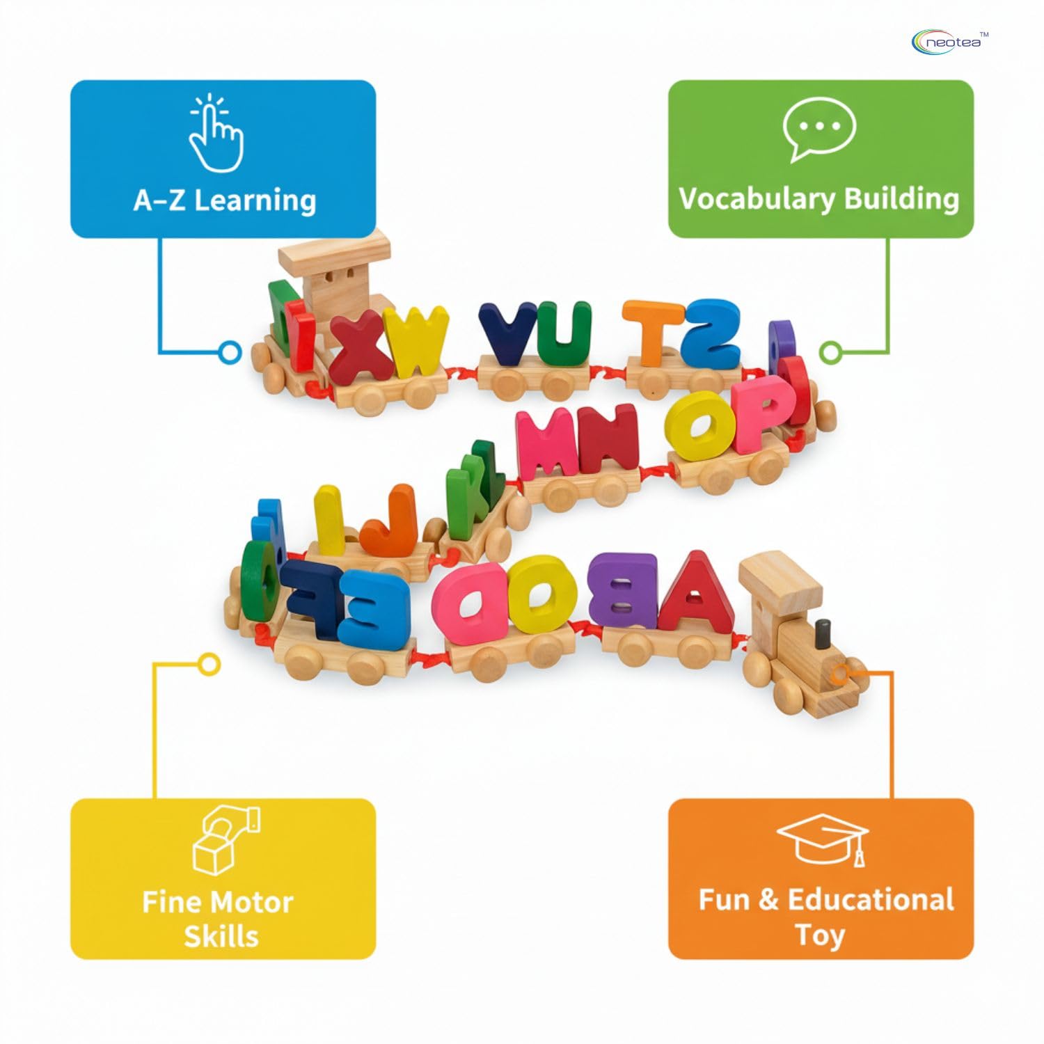 Wooden Colorful Alphabet Hook Train A to Z - 014