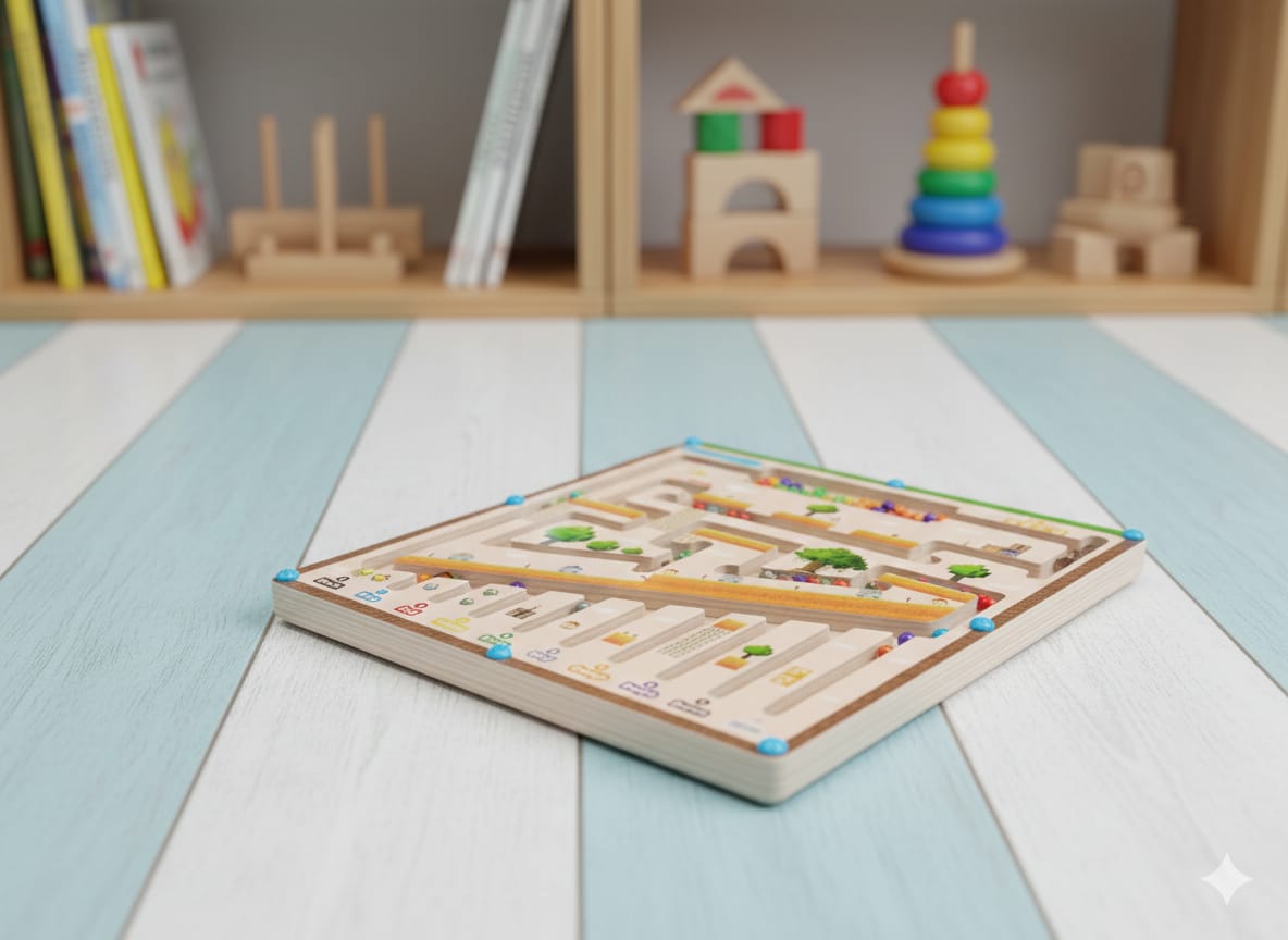 Wooden 2in1 Magnetic Color and Number Maze Board - 812