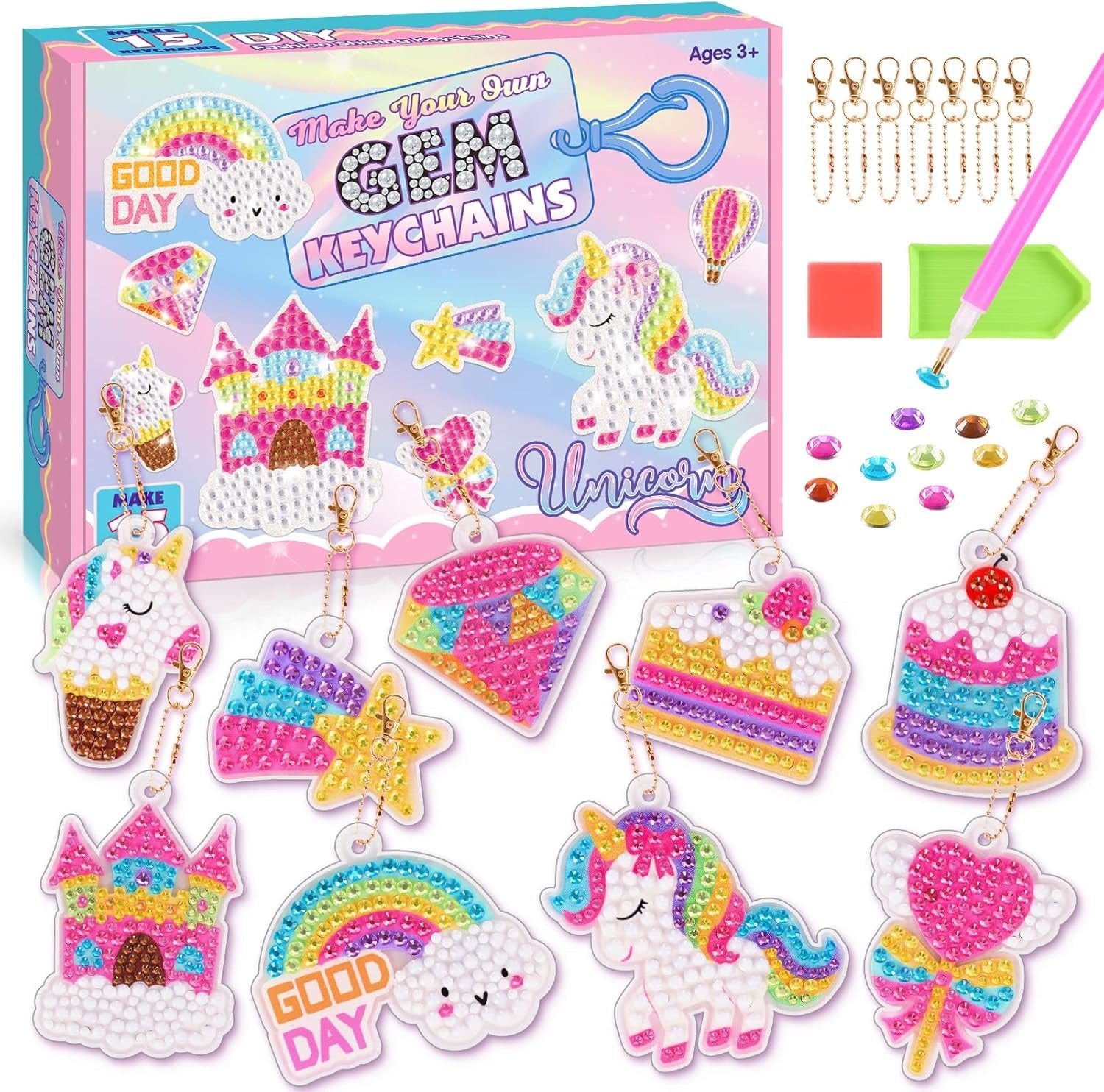 Make Your Own GEM Keychains Painting 15 Keychains - 012