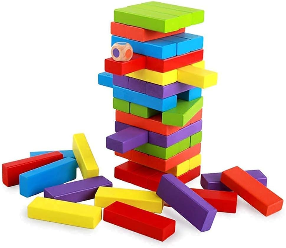 Wooden Colorful Jenga Stacking Tower Family Game - 48 pieces - Default Title - Odeez | Educational Toys Pakistan 