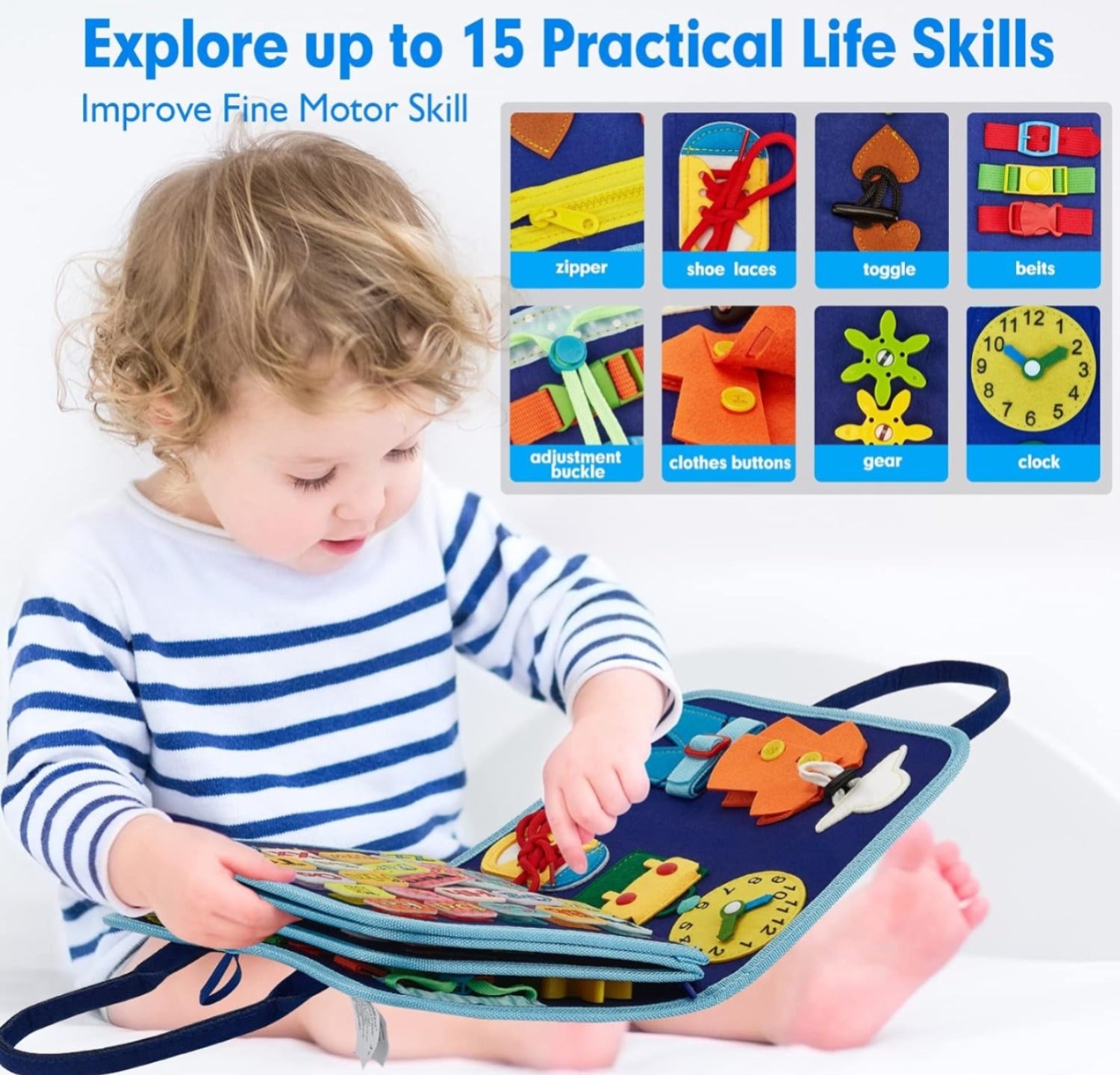 Busy Montessori Kit Sensory Book with 8 sides - 544