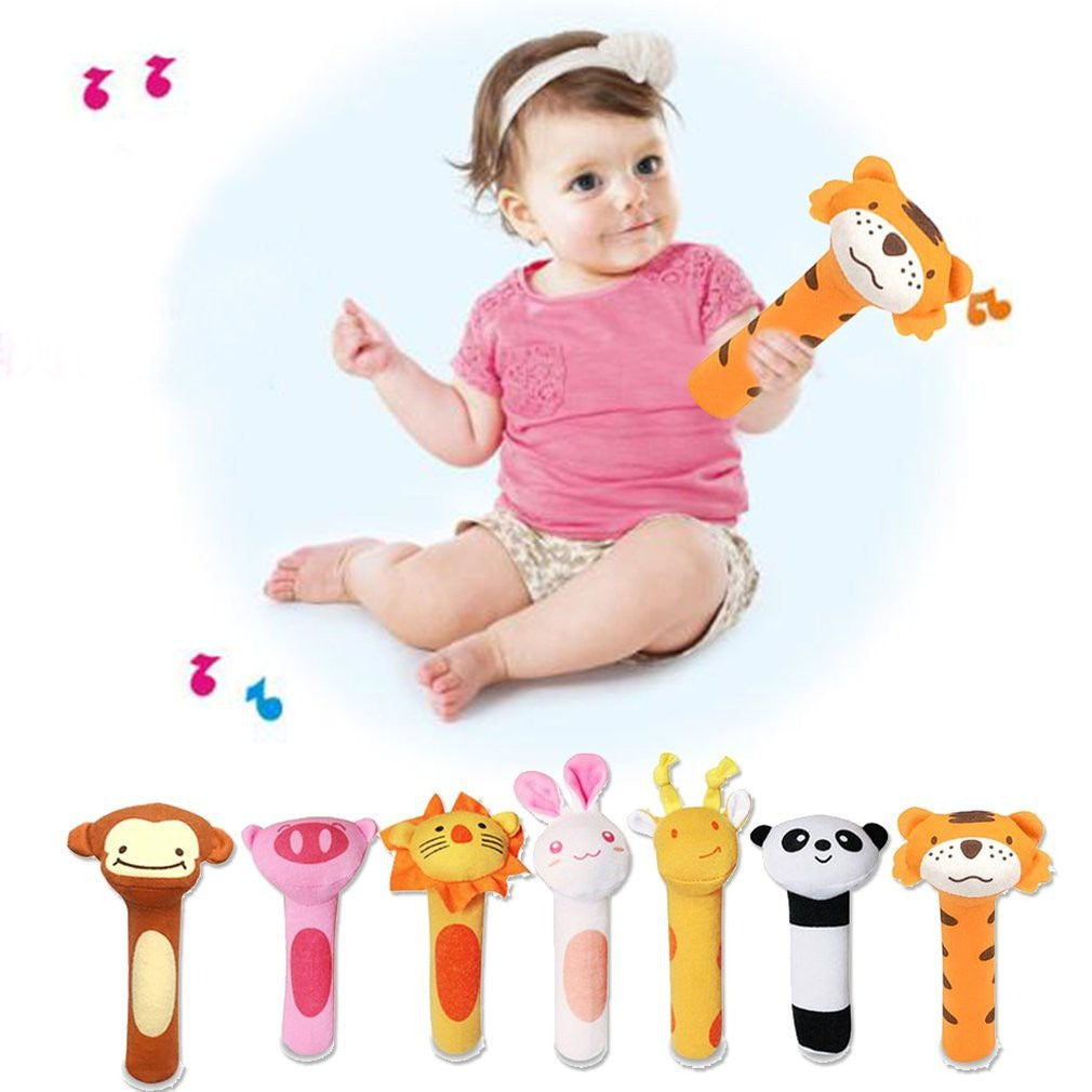 Soft Sound Animal Hand bells Plush Squeeze Rattle - 669 - Default Title - Odeez | Educational Toys Pakistan 