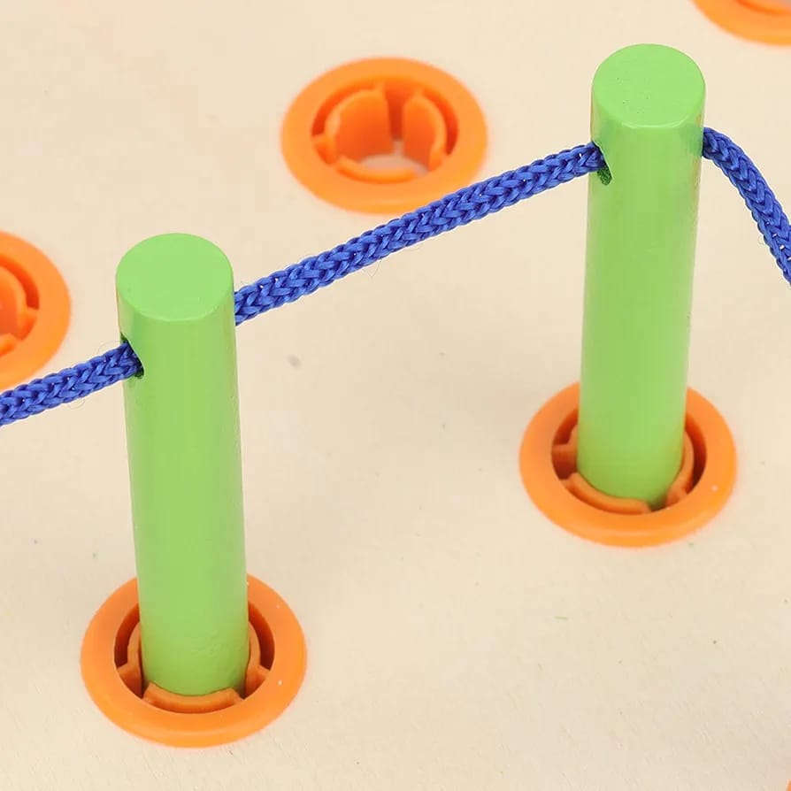 Wooden Rainbow Pegboard Lacing Activity with Patterns - 740 - Default Title - Odeez | Educational Toys Pakistan 