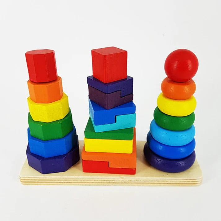 Wooden Three Shape Column of Rainbow Tower - 411