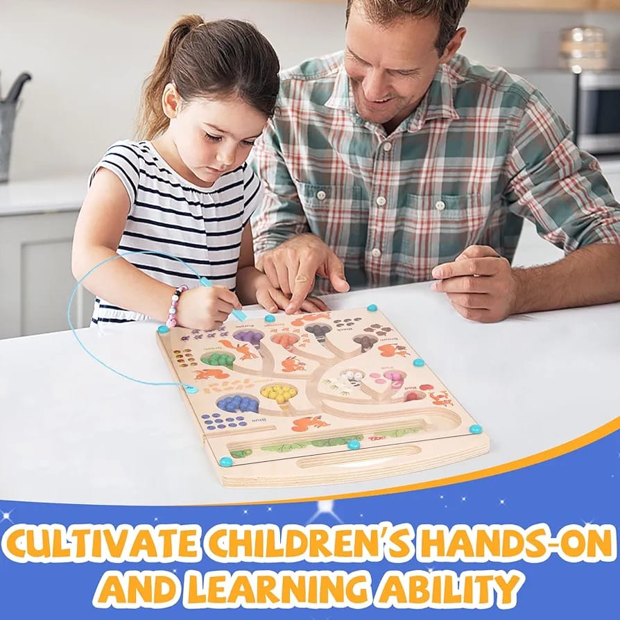 Wooden Magnetic Color and Number Maze Board - 018 - Default Title - Odeez | Educational Toys Pakistan 