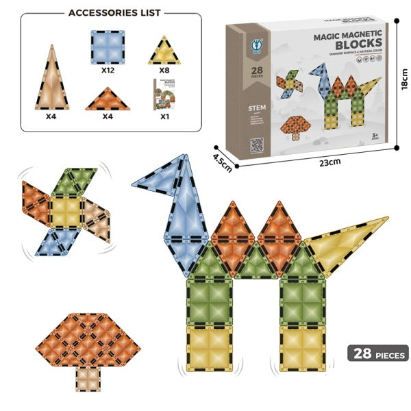 STEM Magnetic Building Blocks Tiles 28 Pieces - 04A