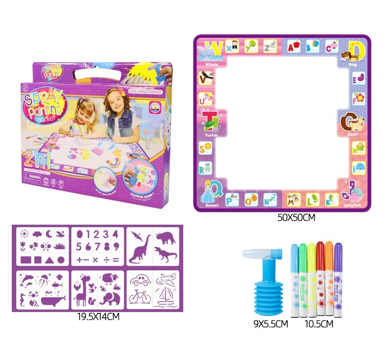 2in1 Write and Spray Painting Magic Blanket - Alphanumeric - Default Title - Odeez | Educational Toys Pakistan 