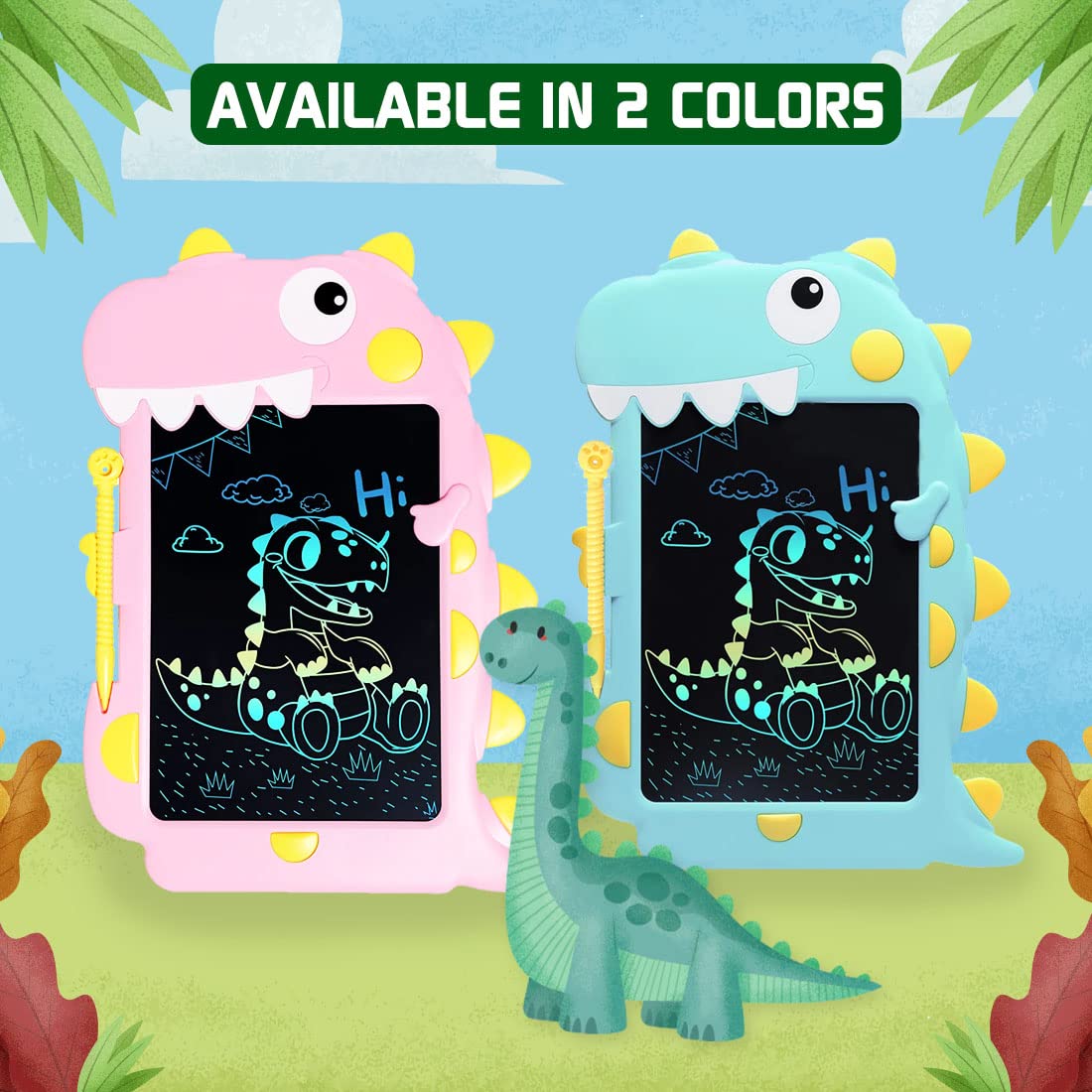 Multicolor Dinosaur Writing Tablet for Kids 8.5 inches - Random Color - Default Title - Odeez | Educational Toys Pakistan 