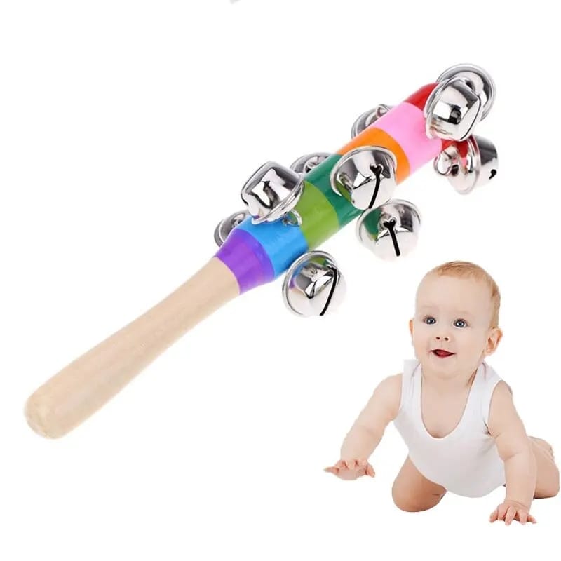 Hand Bell Stick Wooden Baby Rattle - 334 - Default Title - Odeez | Educational Toys Pakistan 