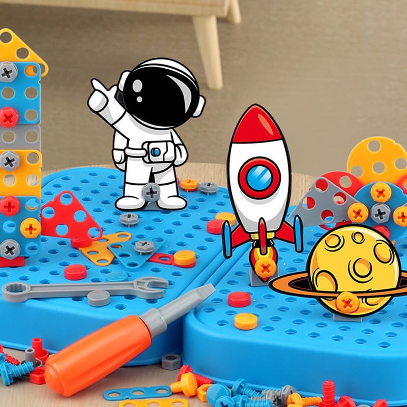 DIY Space 5in1 3D Electric Drill Screw Creative Kit - 59A - Default Title - Odeez | Educational Toys Pakistan 