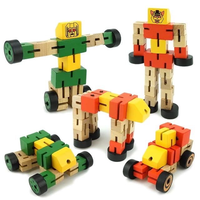 DIY Wooden Robot Transformation Twisting Blocks - 715 - Default Title - Odeez | Educational Toys Pakistan 