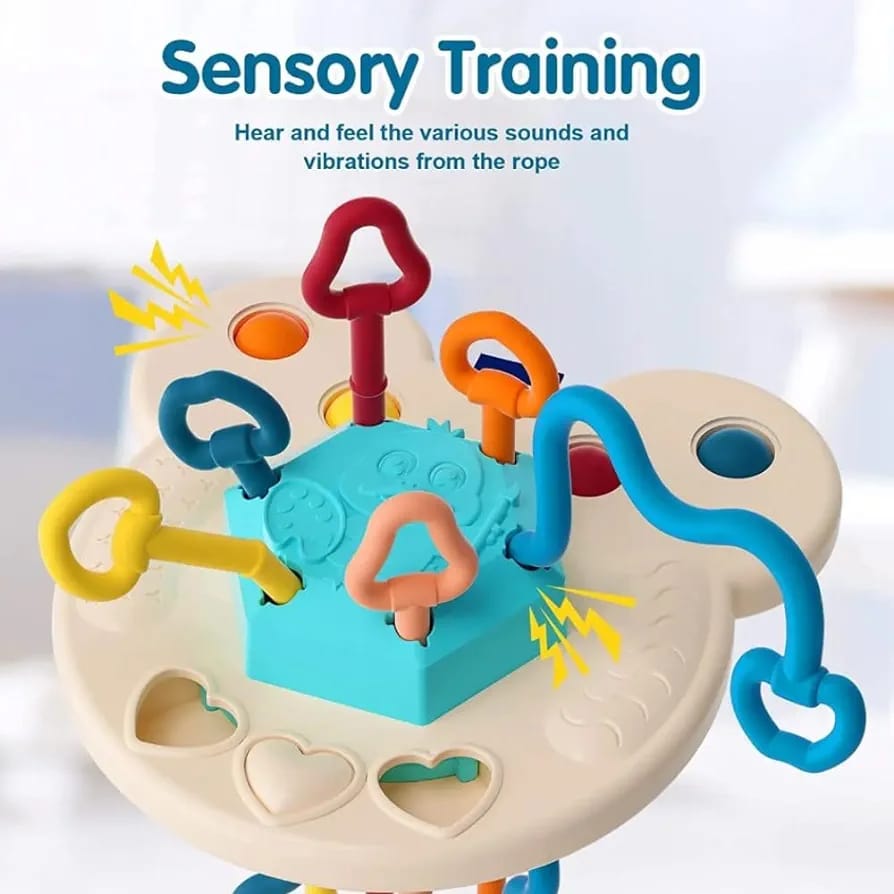 Baby Teether Pull String Sensory Rattle Toy 7 Baby Teether Pull String Sensory Rattle Toy - 888 - Default Title - Odeez | Educational Toys Pakistan