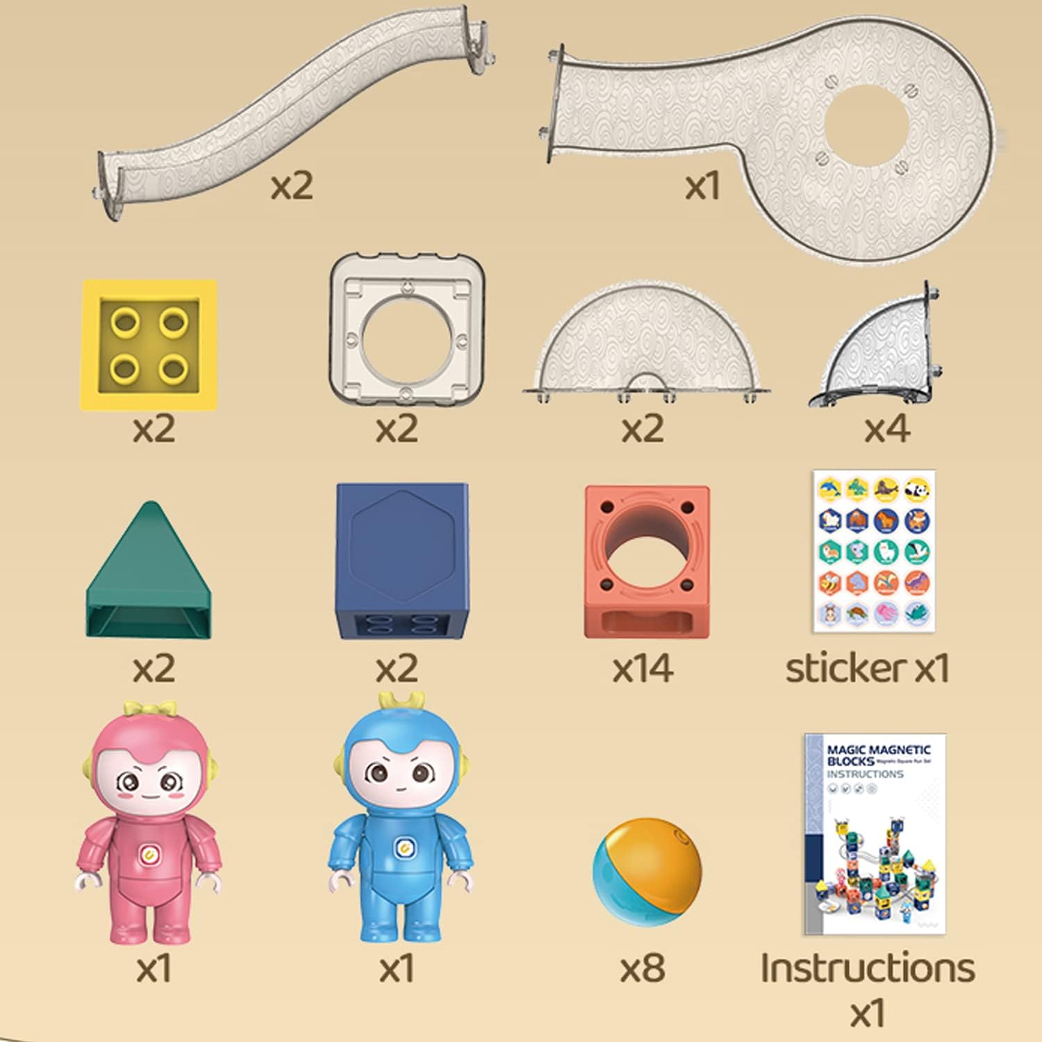 STEM Marble Run Magnetic Stacking Blocks with Dolls - 701 - Default Title - Odeez | Educational Toys Pakistan 