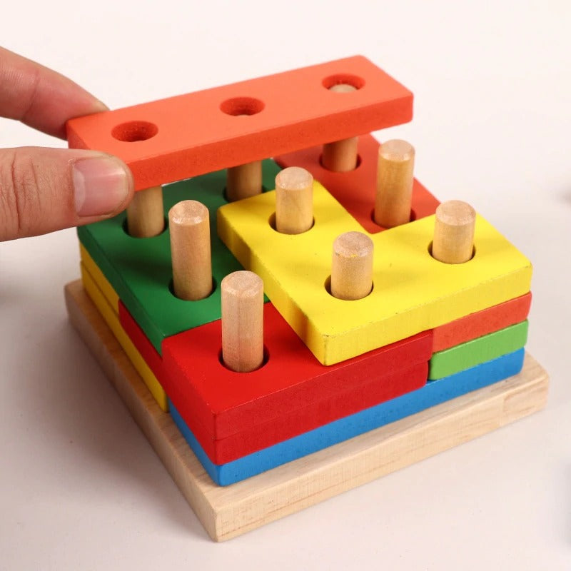 Colorful Wooden Russian Shape Columns Set - 836 - Default Title - Odeez | Educational Toys Pakistan 