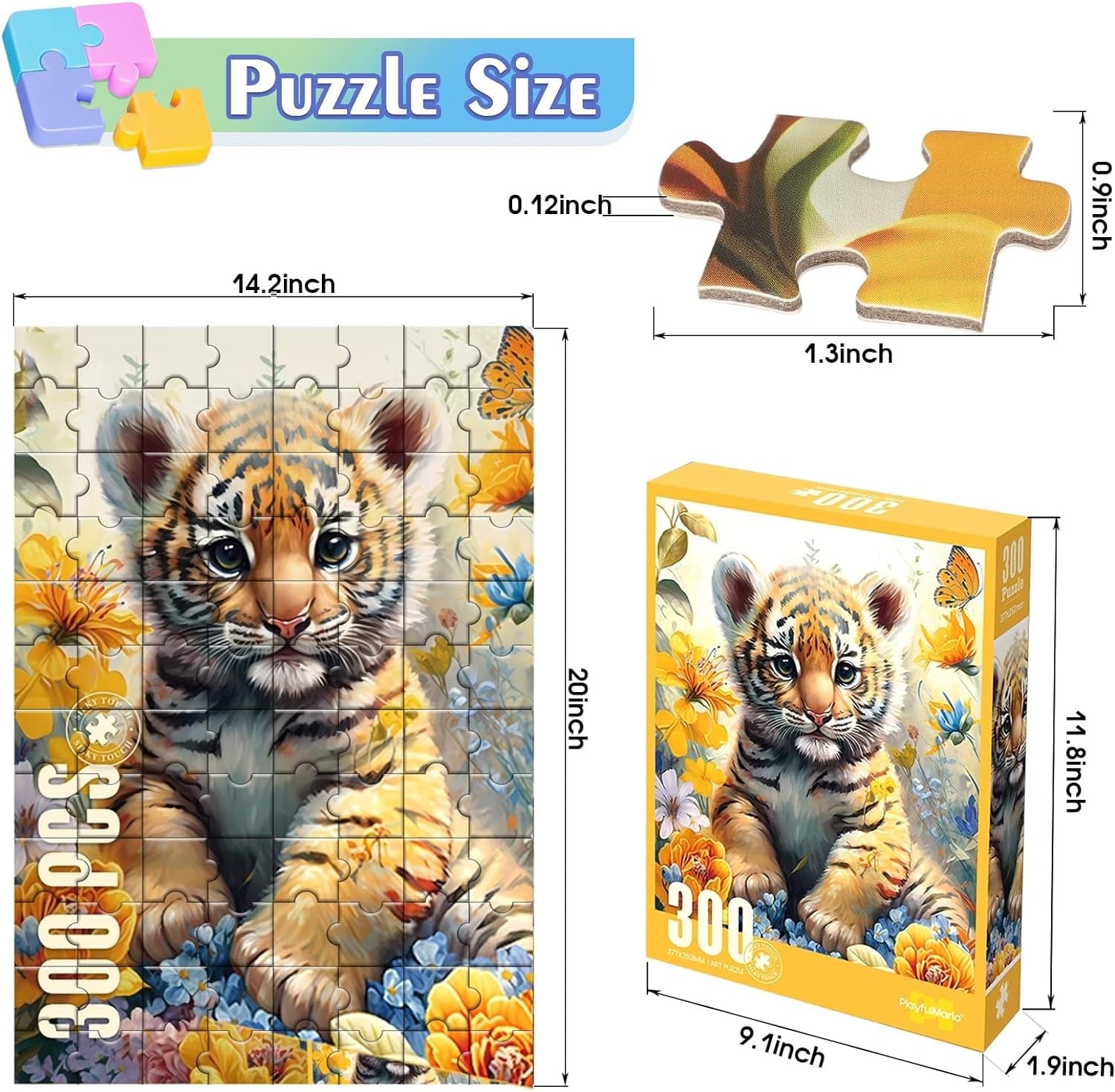 Cute Tiger Flower Grove Jigsaw Puzzles for Adults - 300 pieces - Default Title - Odeez | Educational Toys Pakistan 