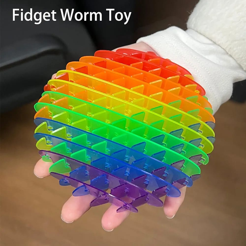 Rainbow Plastic Worm Fidget Anti Stress Shapeshifter - 856 - Default Title - Odeez | Educational Toys Pakistan 