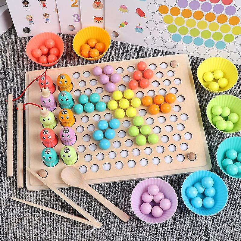3 in 1 Wooden Magnetic Fishing with Colorful Bead Holder Set - Default Title - Odeez | Educational Toys Pakistan 
