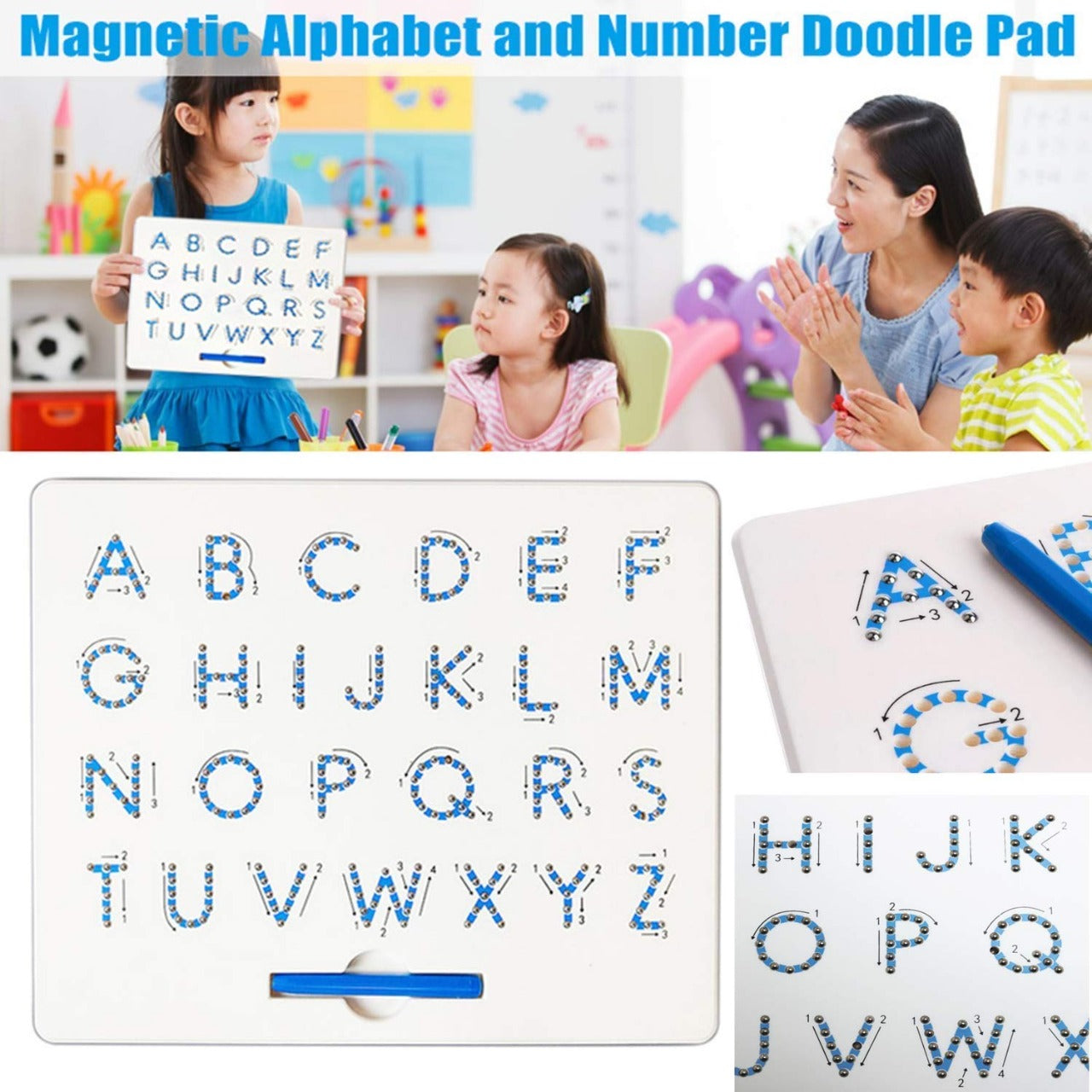 Magnetic Solid Uppercase Alphabet Tracing Magpad - 212 - Default Title - Odeez | Educational Toys Pakistan 