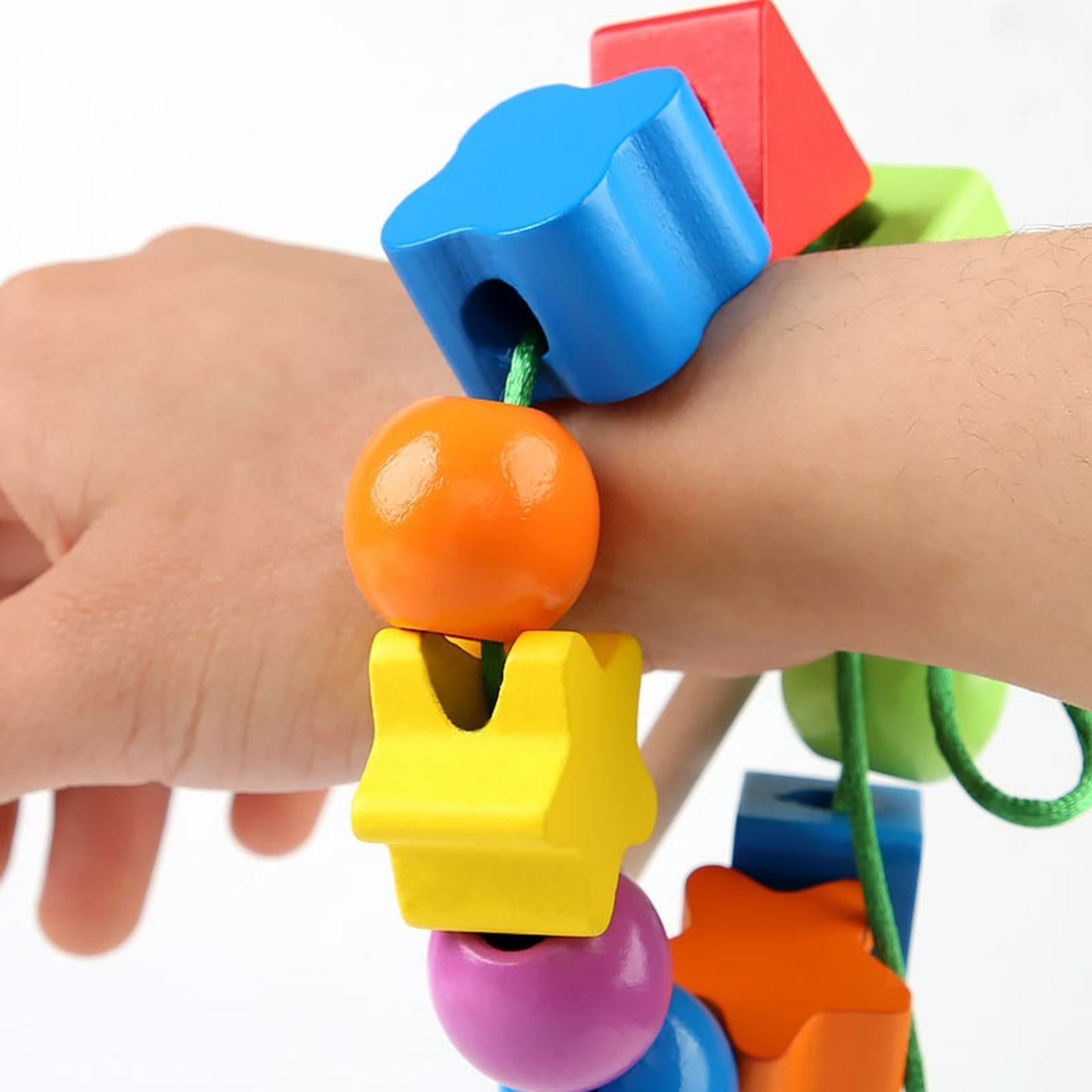 Wooden Rainbow Threading Shape Beads String - 010 - Default Title - Odeez | Educational Toys Pakistan 