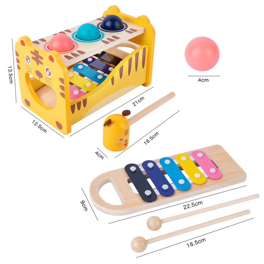 Wooden Tiger Pound Hammering Table with Xylophone - 930 - Default Title - Odeez | Educational Toys Pakistan 