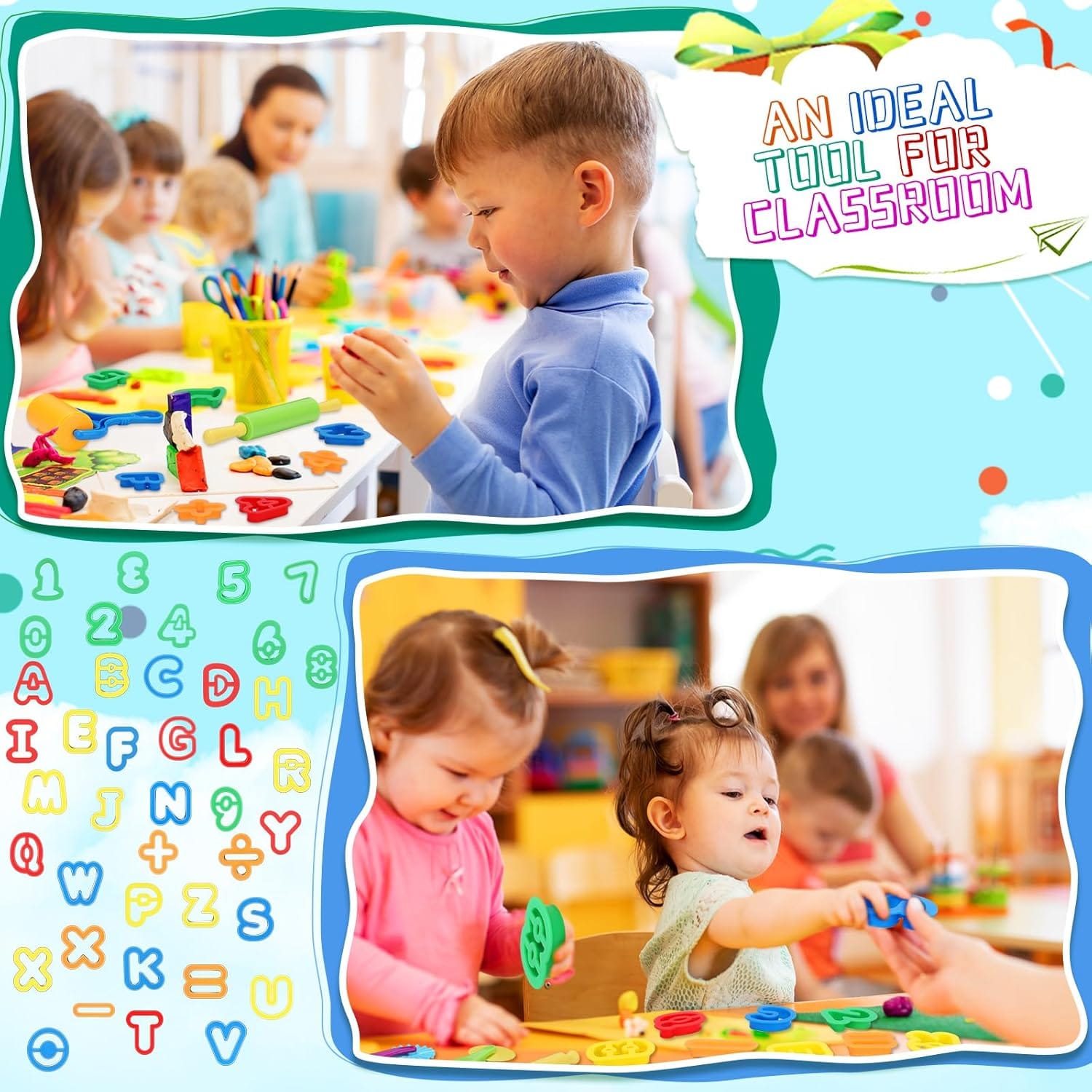 Alphabet and Numbers Funny Clay Play Dough Kit - 531 - Default Title - Odeez | Educational Toys Pakistan 