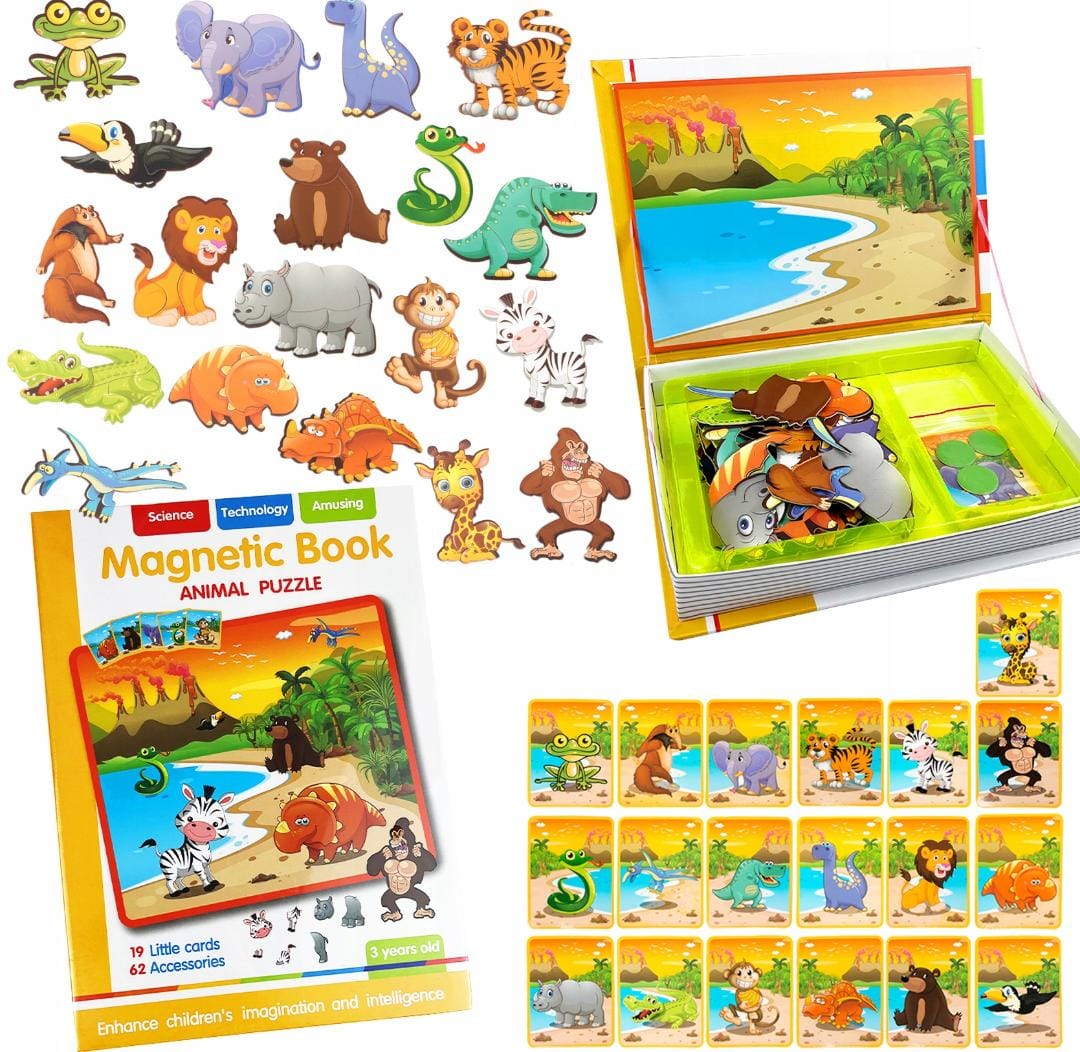Magnetic Animal Jigsaw Puzzle Book - 074 - Default Title - Odeez | Educational Toys Pakistan 