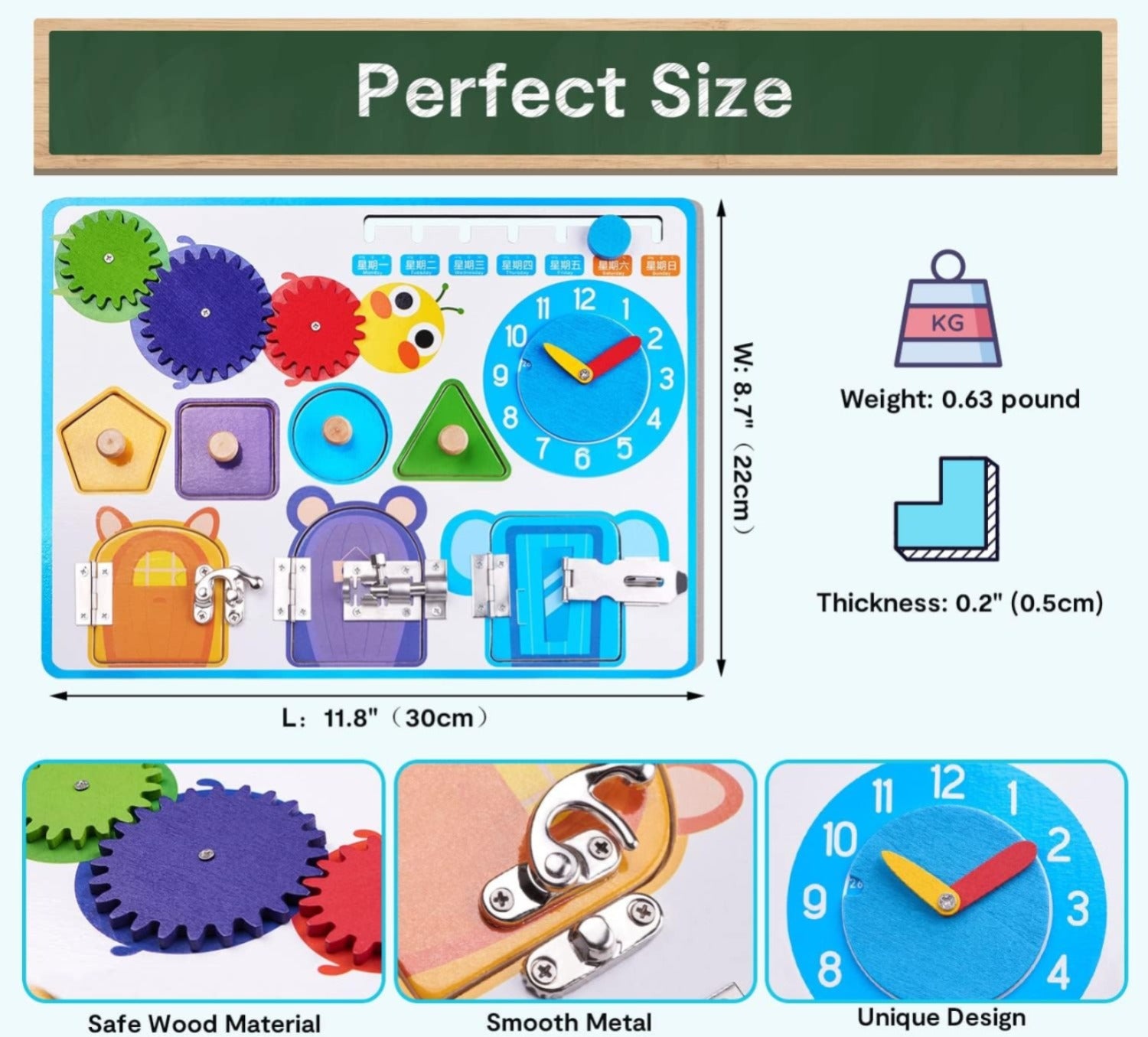 Wooden Shape Sensory Activity Busy Board - 000