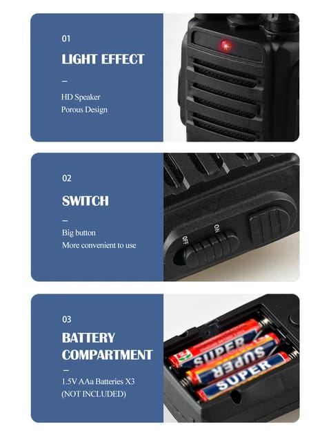 Black Walkie Talkie Two Pieces 100M Range - 031 - Default Title - Odeez | Educational Toys Pakistan 