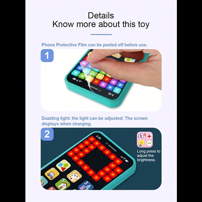 Rechargeable Baby Y-Phone with LED Lights - 03D - Default Title - Odeez | Educational Toys Pakistan 