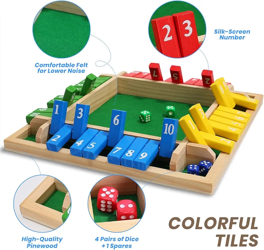 Colorful Wooden Dice Number Game for Family - 748
