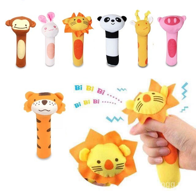 Soft Sound Animal Hand bells Plush Squeeze Rattle - 669 - Default Title - Odeez | Educational Toys Pakistan 