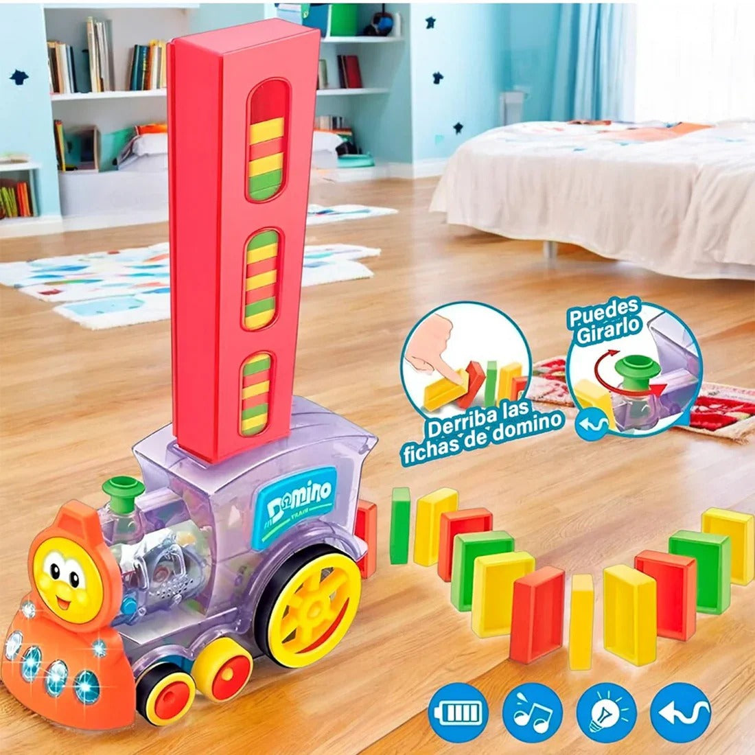 Electric Domino Automatic Train With Light and Sound - 60 pieces
