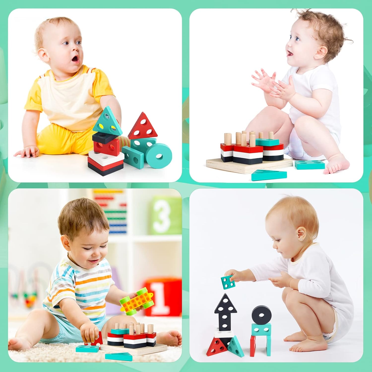 Wooden Shape Four Columns Puzzle - 952 - Default Title - Odeez | Educational Toys Pakistan 