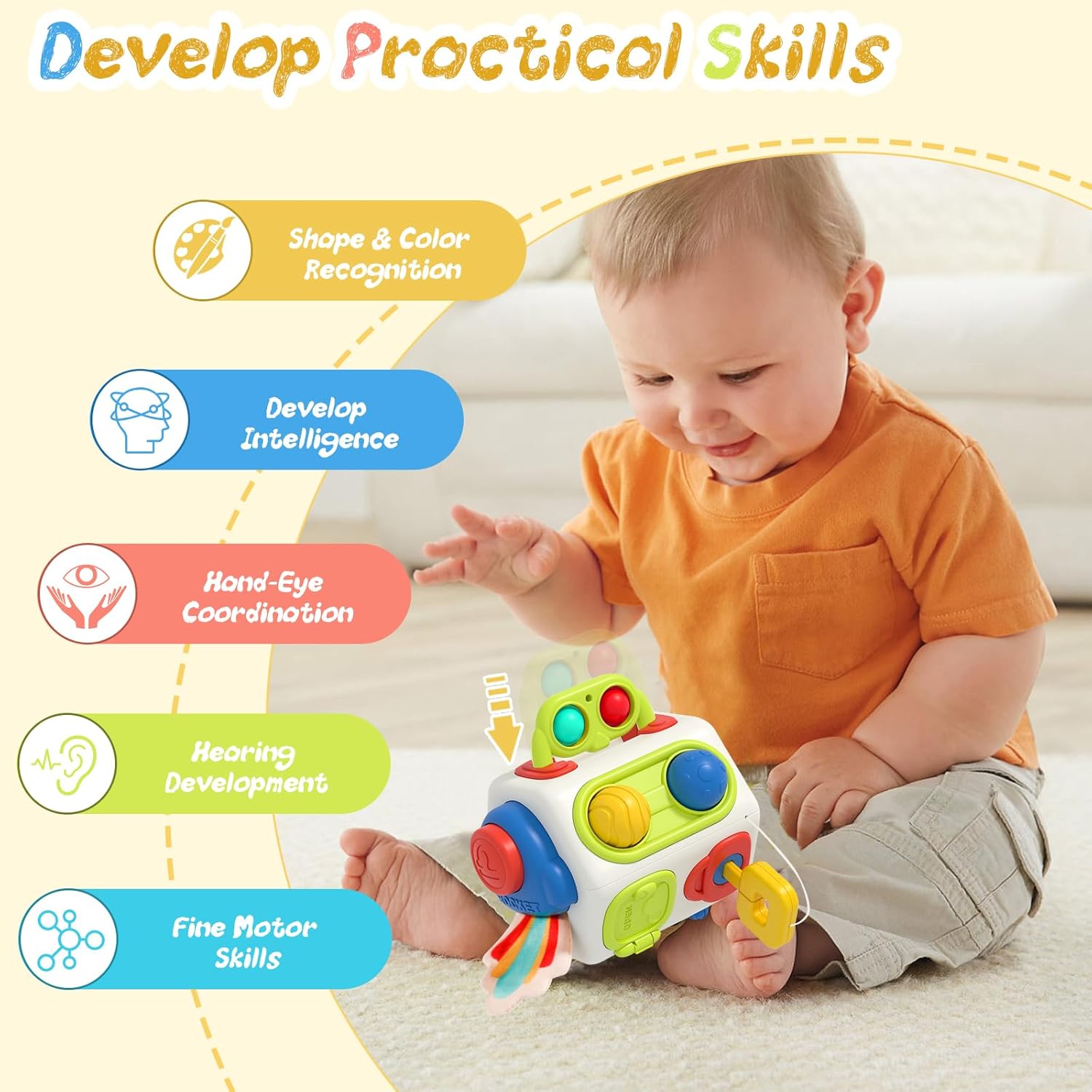 Montessori Sensory Busy Learning Cube - 19A - Default Title - Odeez | Educational Toys Pakistan 