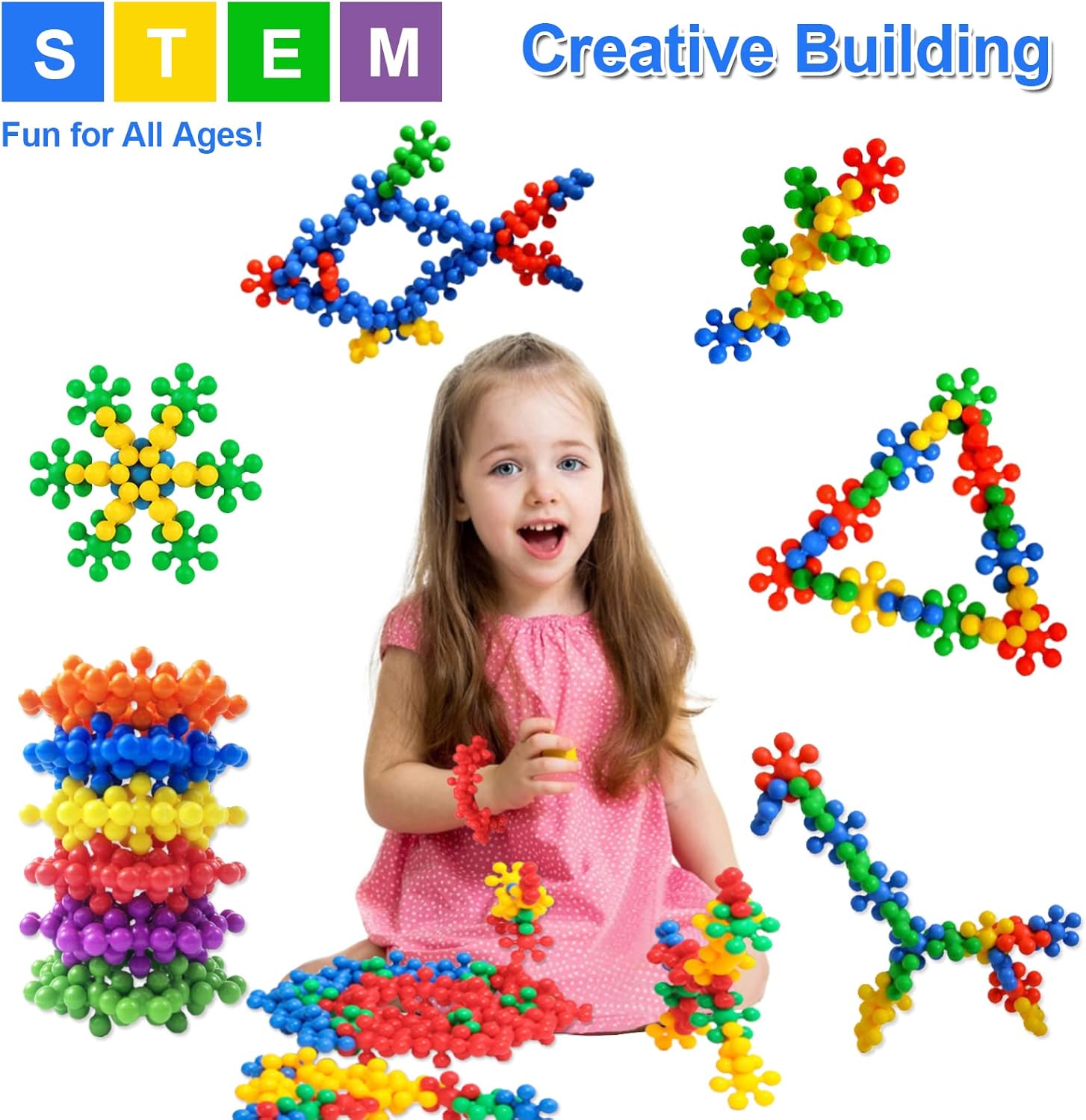 Snowflake Interlocking Building Blocks 400 pieces Container - 689 - Default Title - Odeez | Educational Toys Pakistan 