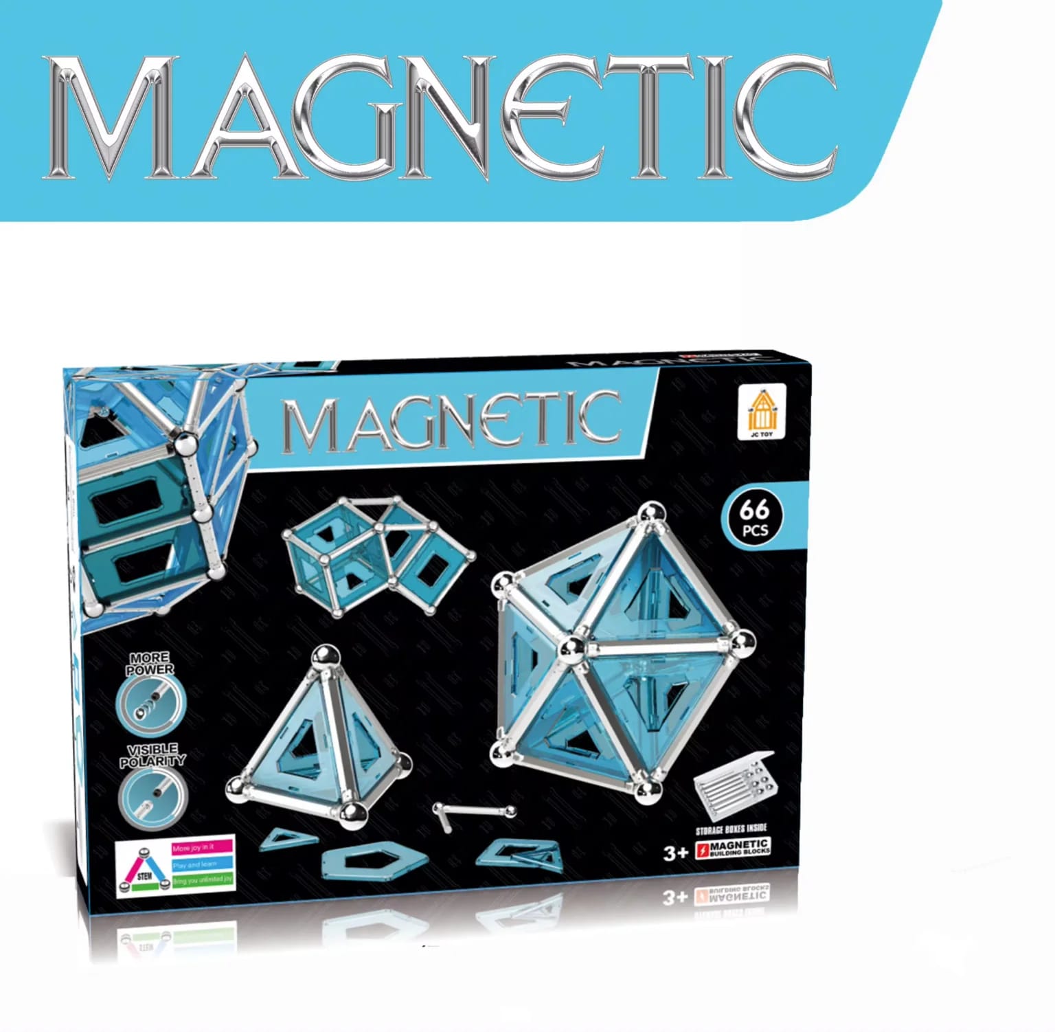 3D Crystal Magnetic Stick Puzzle Assembled Building Blocks - 66 pieces - Default Title - Odeez | Educational Toys Pakistan 