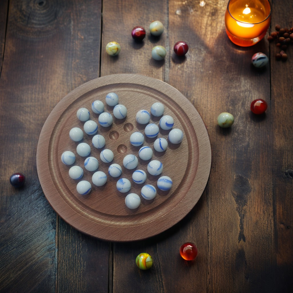 Solitaire Wooden Game with Marble Ball - 014